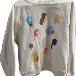Barbie Cream Sweatshirt with Colorful Hair Graphics